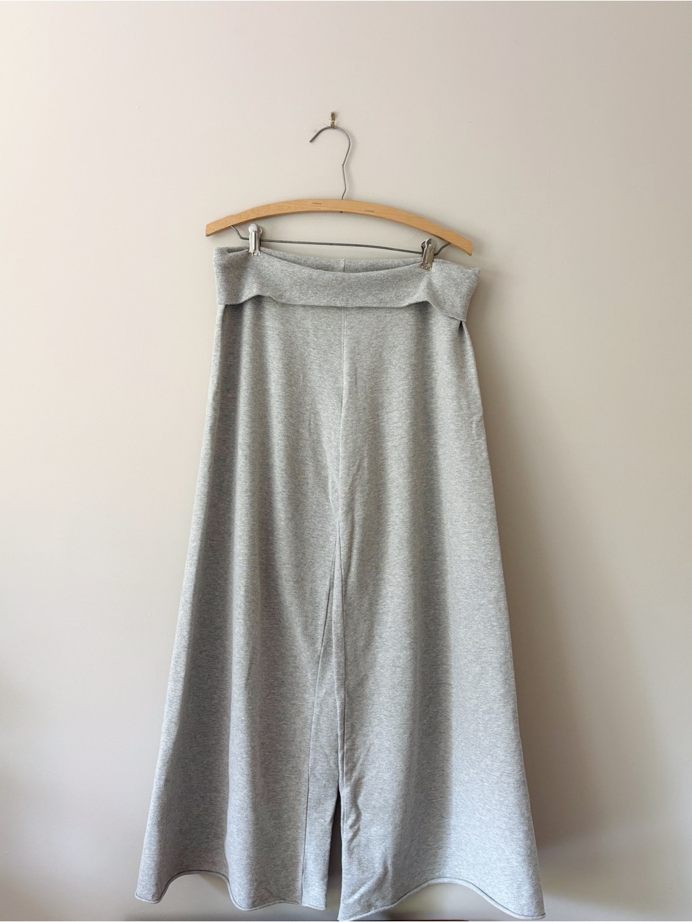 Metro 7 Wide-Leg Foldover Waist Pants in Light Gray